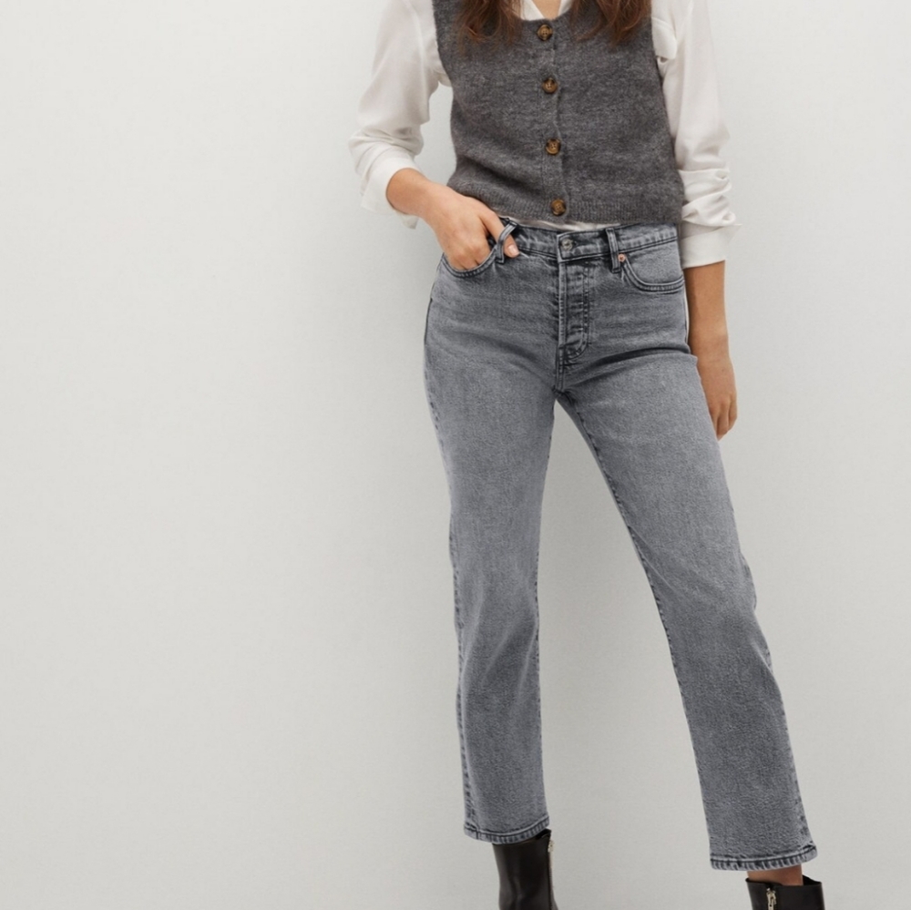 Ankle length straight cut jeans